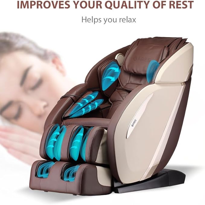 ARES iPremium Full Body Massage Chair with 4D Core Massage Manipulator Technology | “SL” Shape Curved Rail | 12 Auto Programs | Built In Heating Therapy | Zero Gravity | Bluetooth Speaker