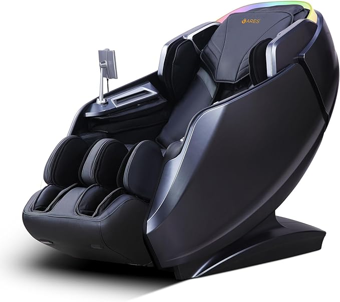 ARES iHealth Massage Chair with Smart Health Technology | 4D+SL Massage Mechanism | 20 Programs | Leg Auto Strech | Health Check | Heating Therapy | Bluetooth Speakers | Wireless Charger (Black/Gray)